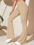 Full Size High-Waist Flare Active Pants Plus Size Khaki - Fashorio