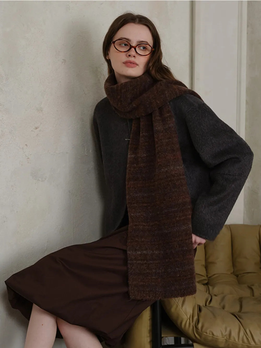 Striped Detail Knit Scarf - Fashorio