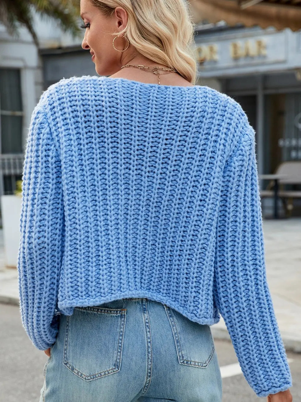 Round Neck Button Up Cardigan with Pockets - Fashorio