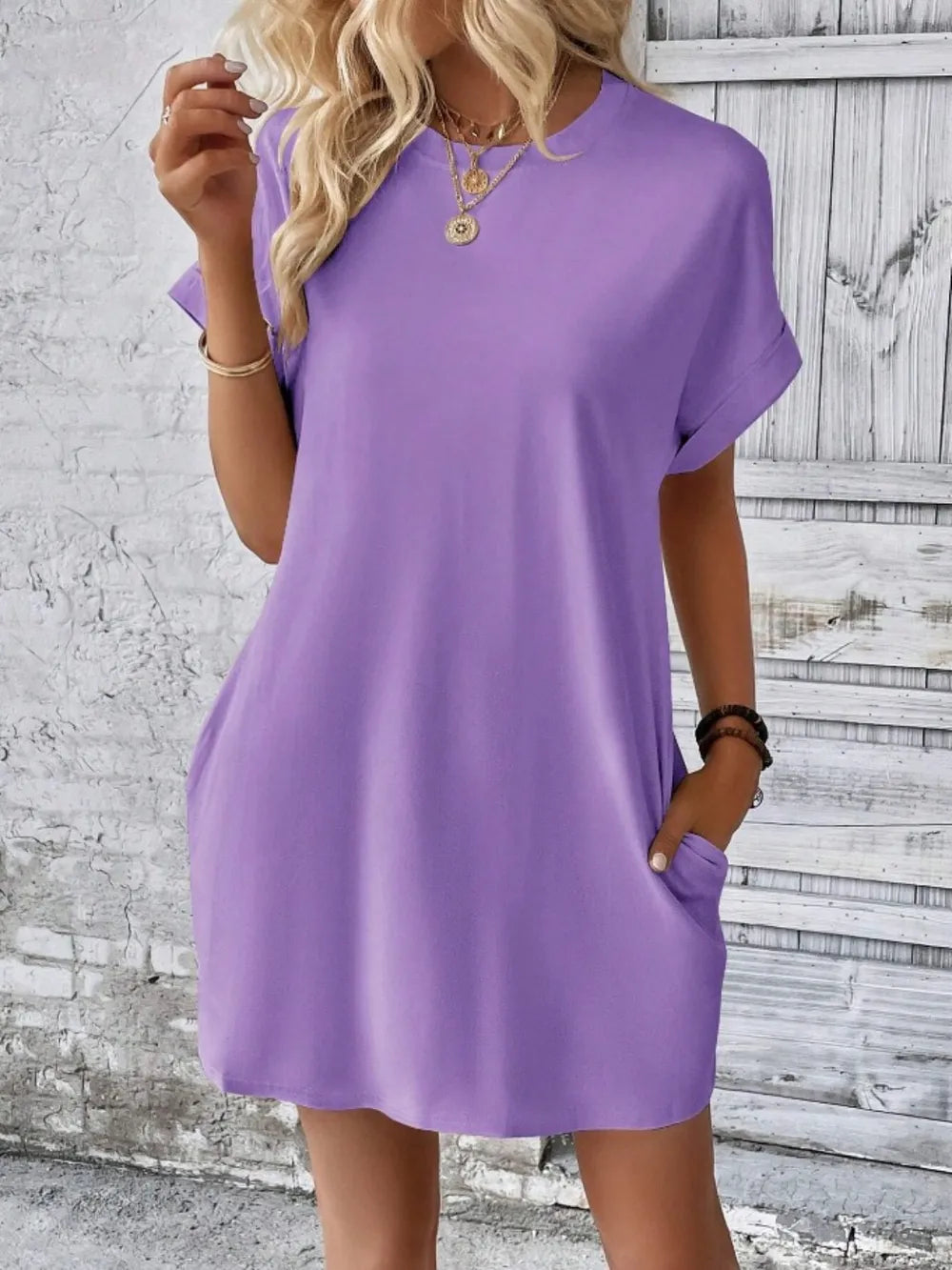 Casual Pocketed Short Sleeve Dress – Relaxed Everyday Comfort - Fashorio
