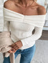 Off-Shoulder Ribbed Knit Top - Fashorio