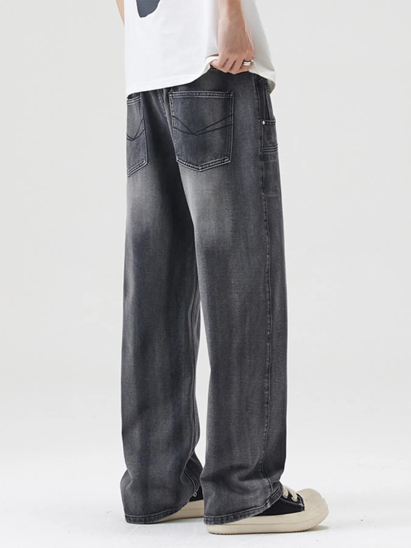 Men's Full Size Washed Wide Leg Jeans Plus Size - Fashorio