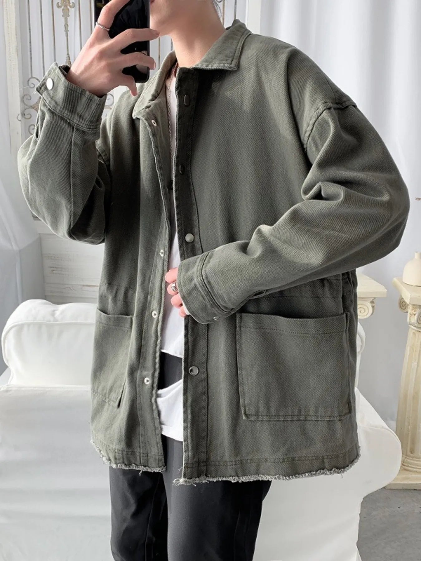 Men's Button Up Long Sleeve Jacket - Fashorio