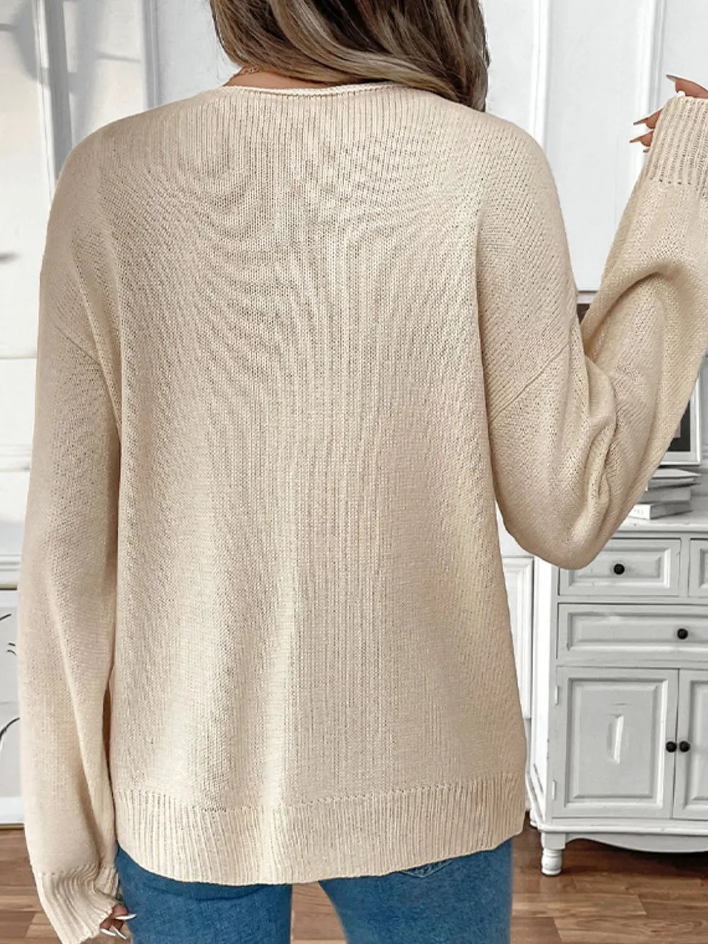 Perfee Tied Round Neck Long Sleeve Cardigan - Fashorio