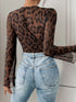 Perfee Leopard V-Neck Lace Bodysuit - Fashorio