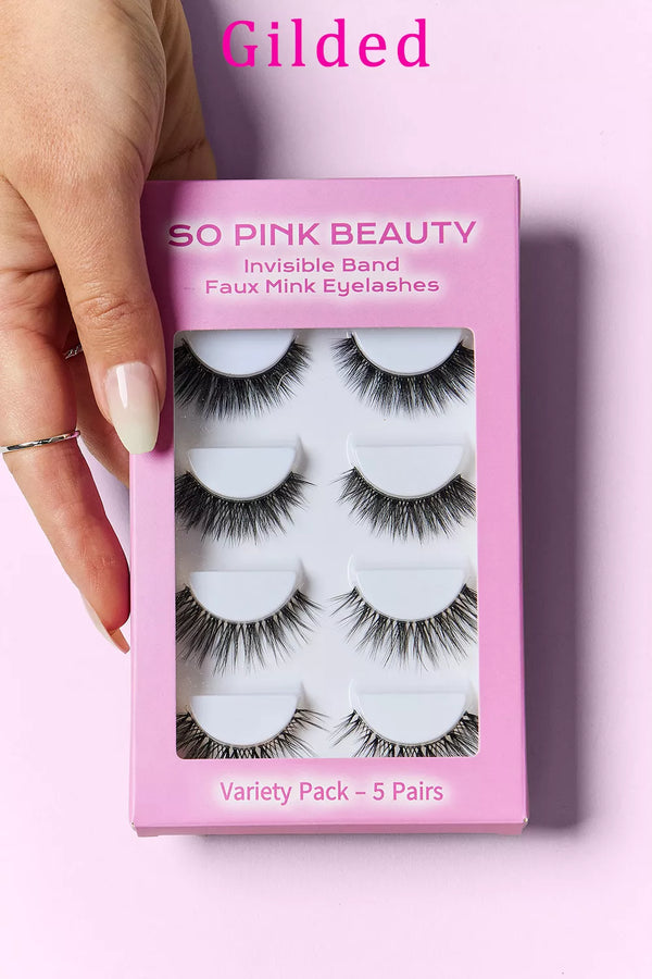 SO PINK BEAUTY Faux Mink Eyelashes Variety Pack 5 Pairs Gilded One Size - Fashorio