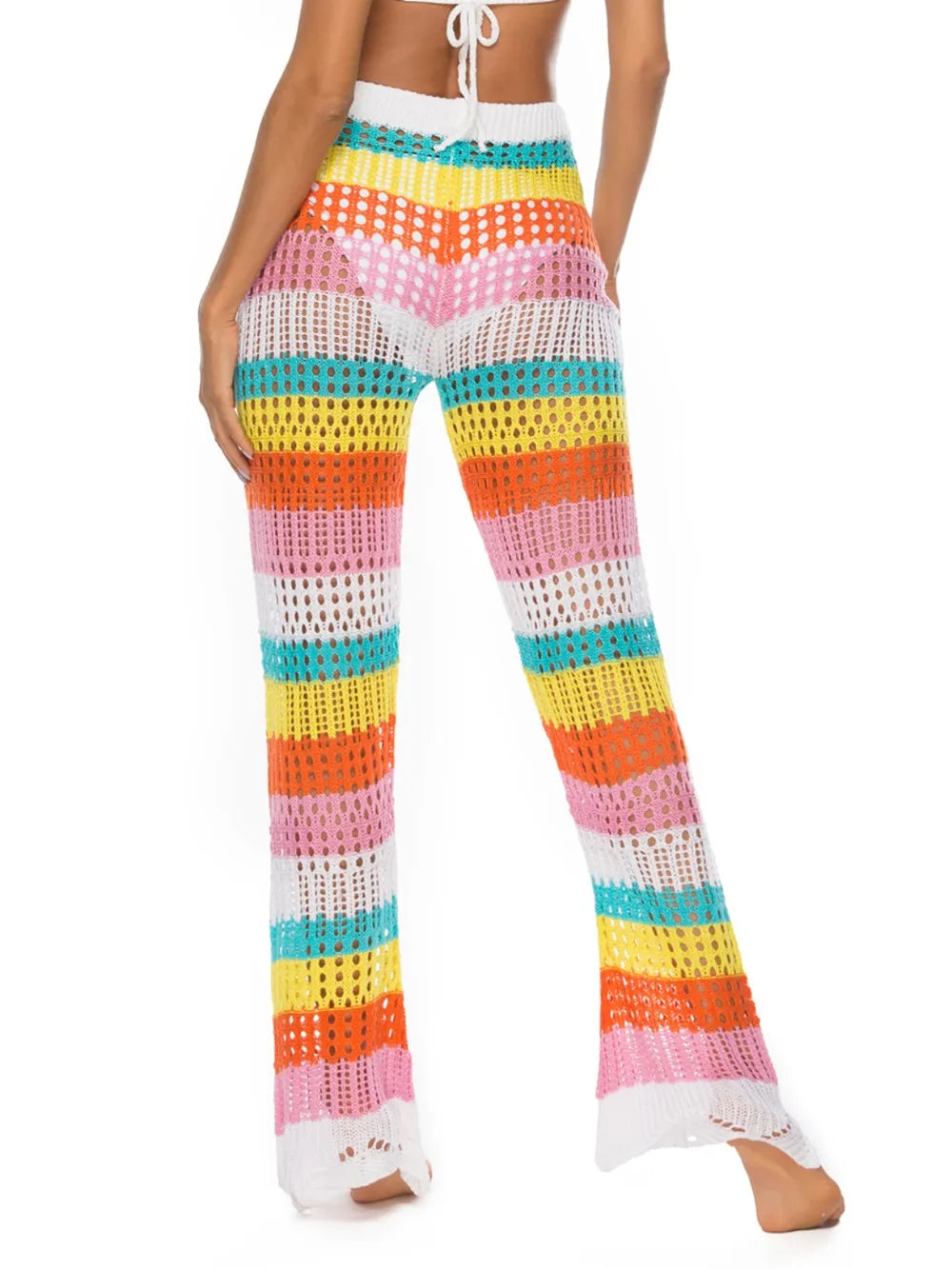 Cutout Contrast High Waist Swim Pants - Fashorio