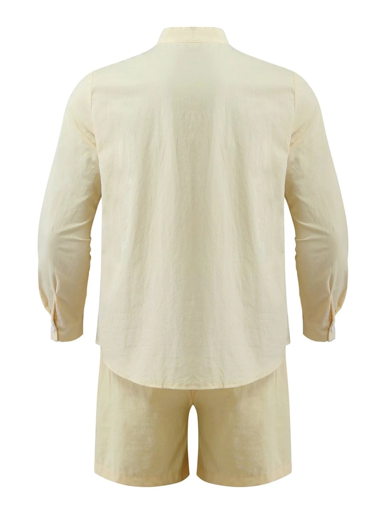 Men's Full Size Button Up Long Sleeve Shirt and Shorts Set Plus Size - Fashorio
