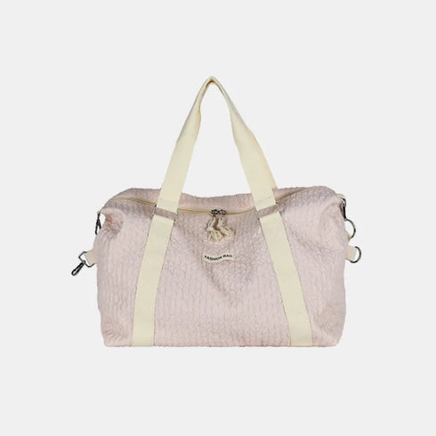 Textured Nylon Travel Bag Blush Pink One Size - Fashorio