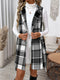 Perfee Tied Plaid Vest Coat Dark Gray - Fashorio