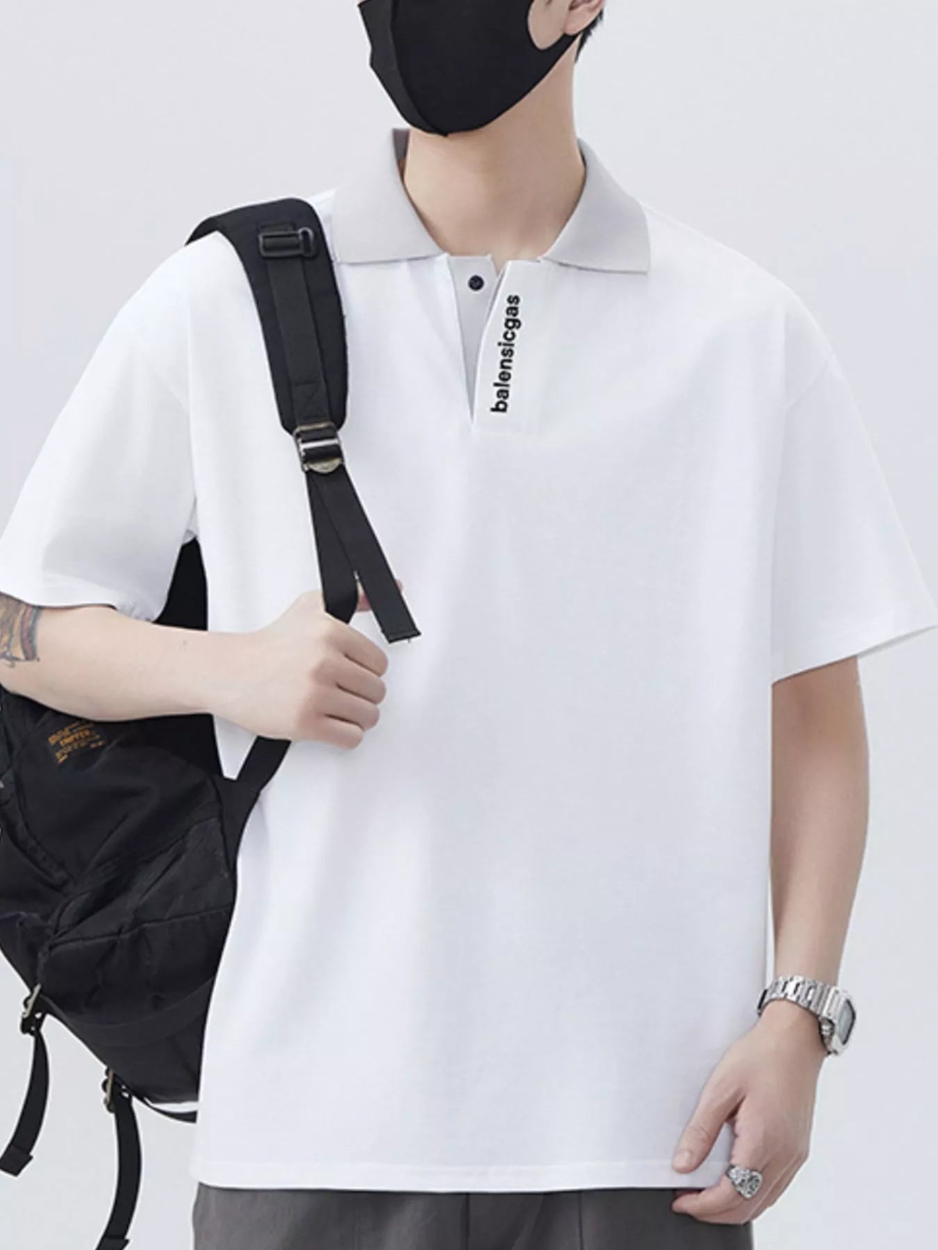 Men's Plus Size Contrast Collar Short Sleeve Polo - Fashorio