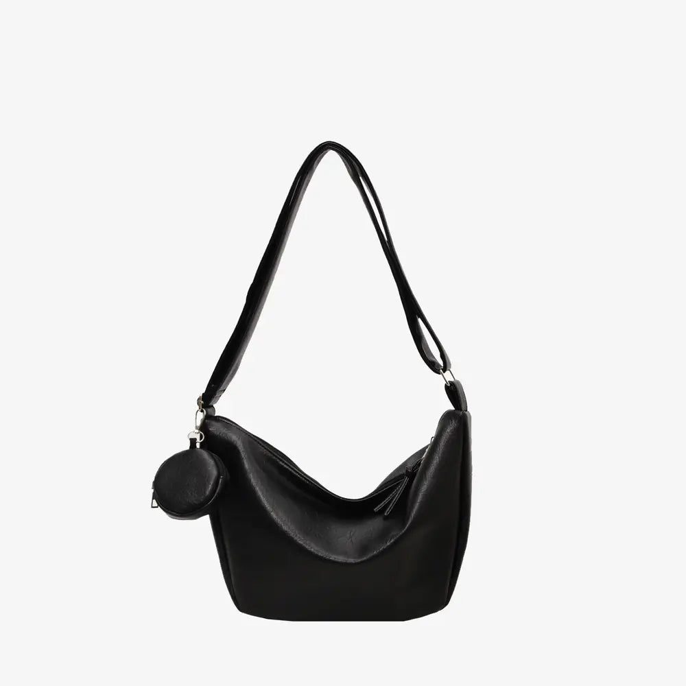 PU Leather Crossbody Bag with Small Purse Black One Size - Fashorio