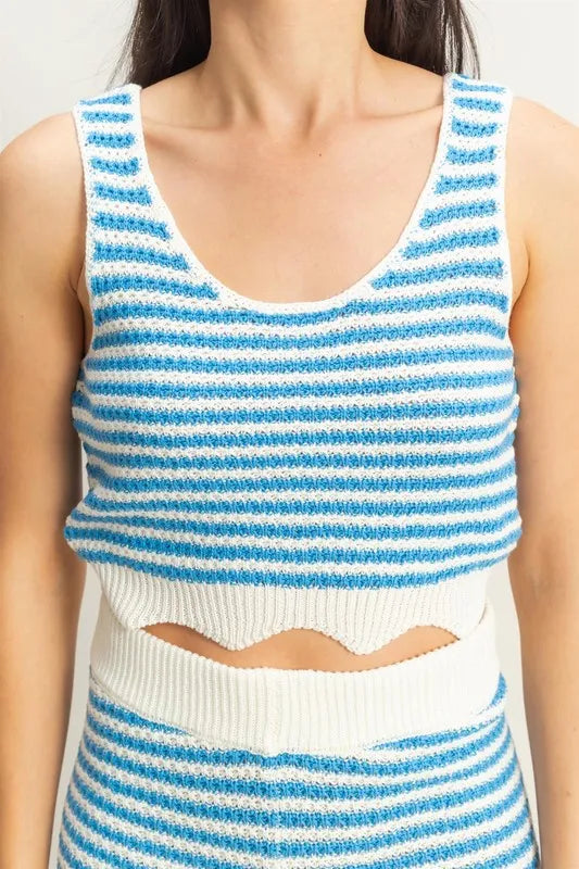 HYFVE Striped Cropped Tank and Shorts Set - Fashorio