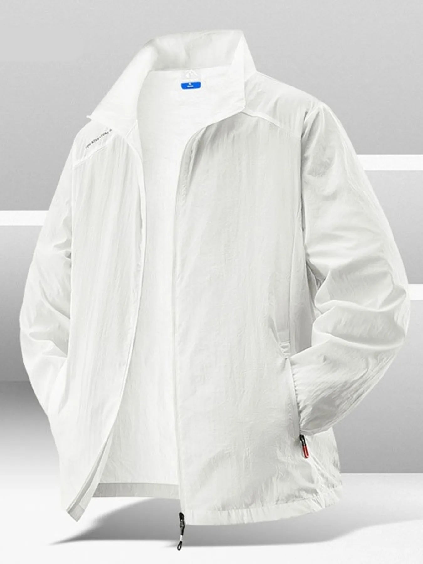Men's Plus Size Zip Up Long Sleeve Jacket White - Fashorio