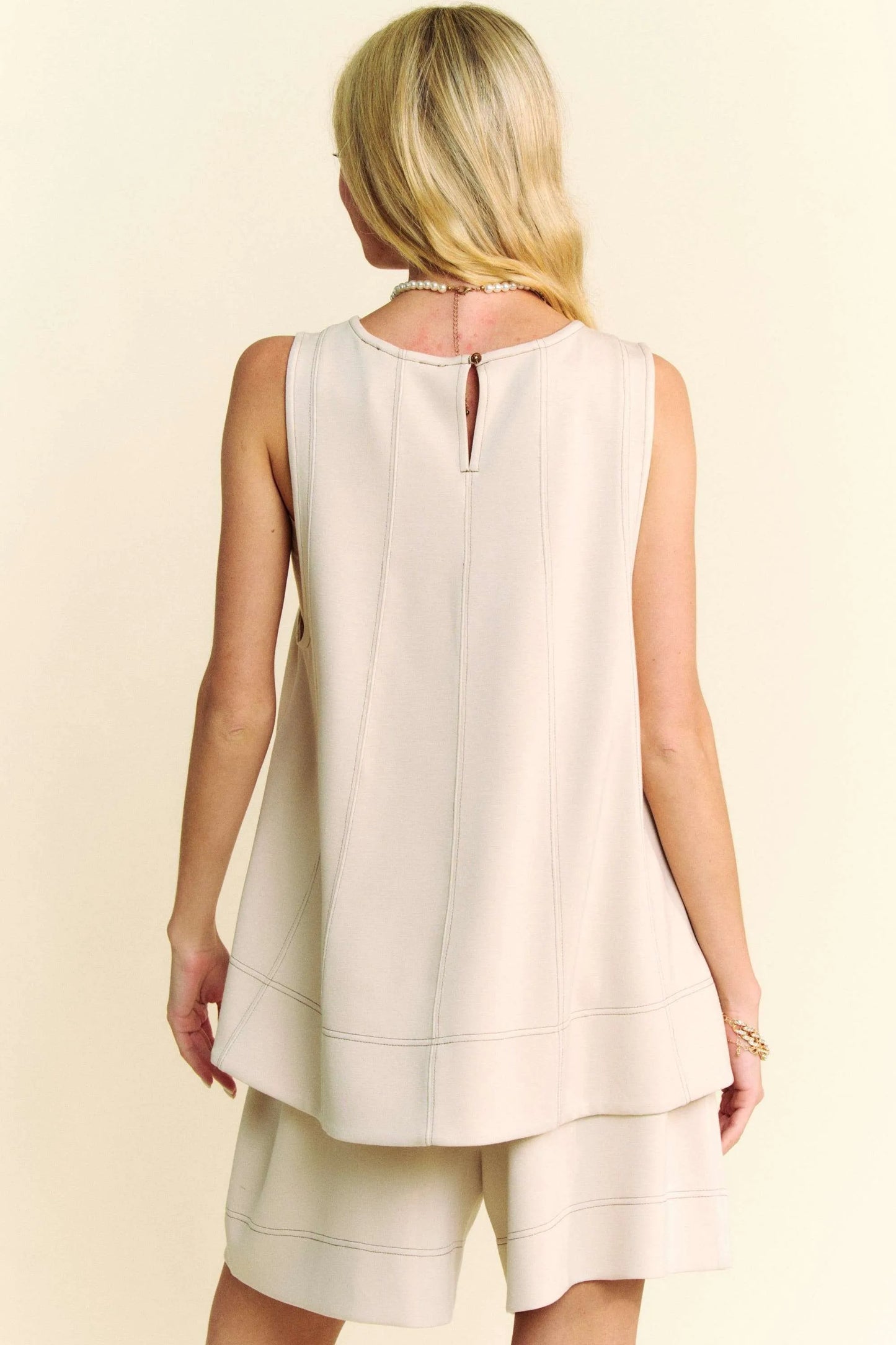Davi & Dani Contrast Seam Top and Short Set - Fashorio