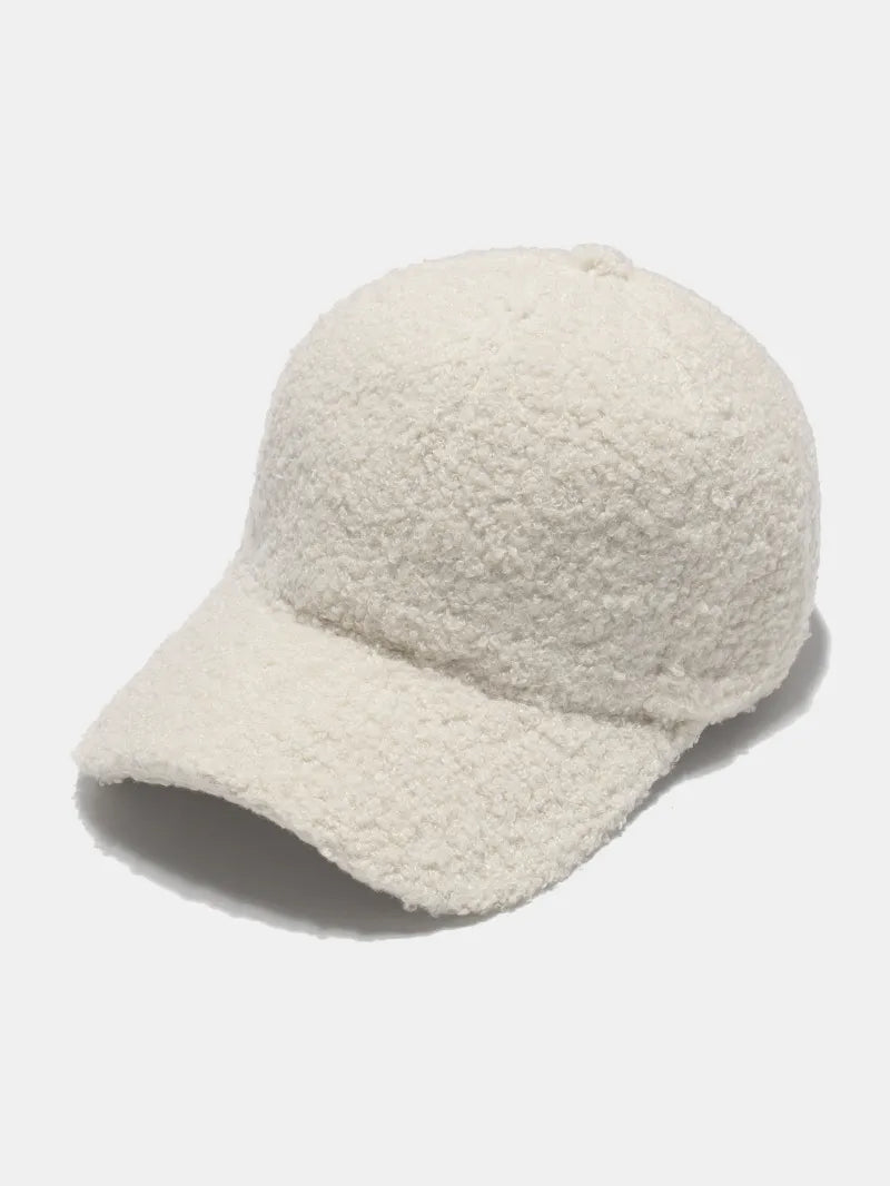 Sherpa Solid Color Baseball Cap Ivory One Size - Fashorio