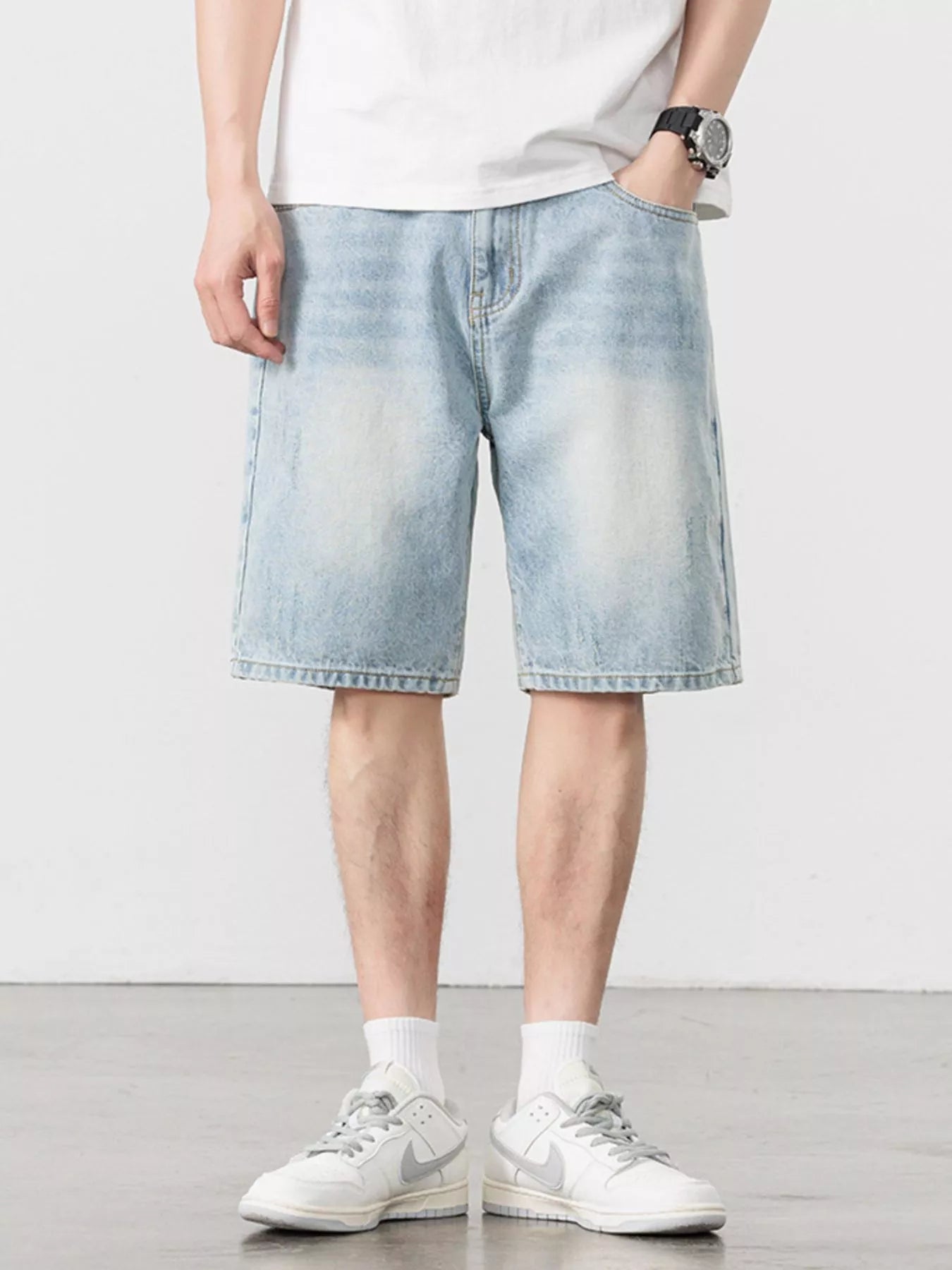 Men's Washed Relaxed Fit Denim Shorts - Fashorio
