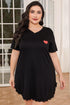 Plus Size Lace Trim V-Neck Short Sleeve Night Dress - Fashorio