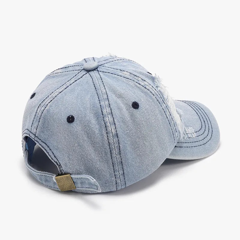Distressed Cotton Baseball Cap - Fashorio