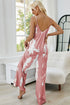 Shiny Tie-Dye Spaghetti Strap Jumpsuit with Pockets - Fashorio