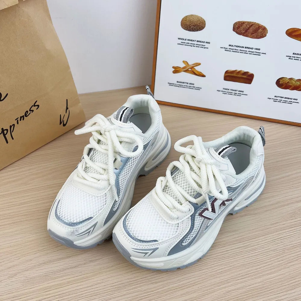 Contrast Letter Lace Up Athletic Shoes Light Gray - Fashorio