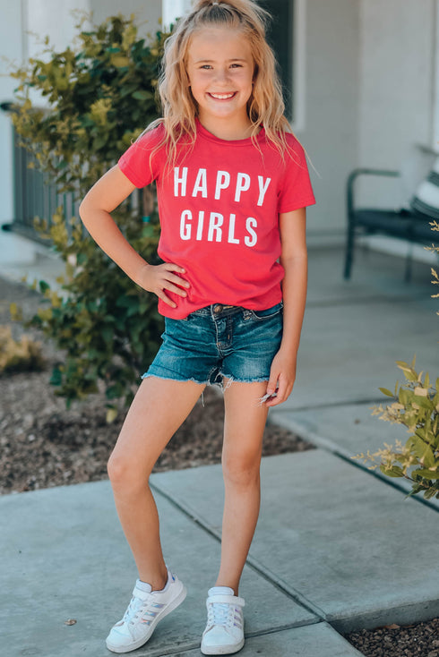 Girls Letter Graphic Short Sleeve T-Shirt - Fashorio
