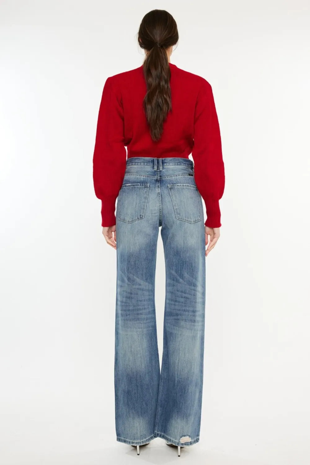 Kancan Distressed High Waist Bootcut Jeans - Fashorio