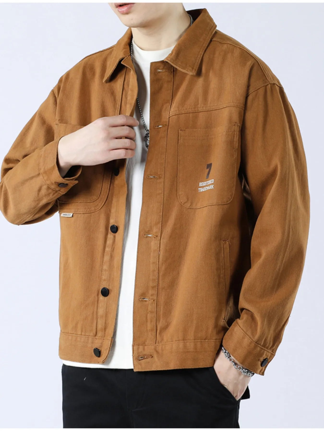 Men's Full Size Button Up Long Sleeve Shacket Plus Size Khaki - Fashorio