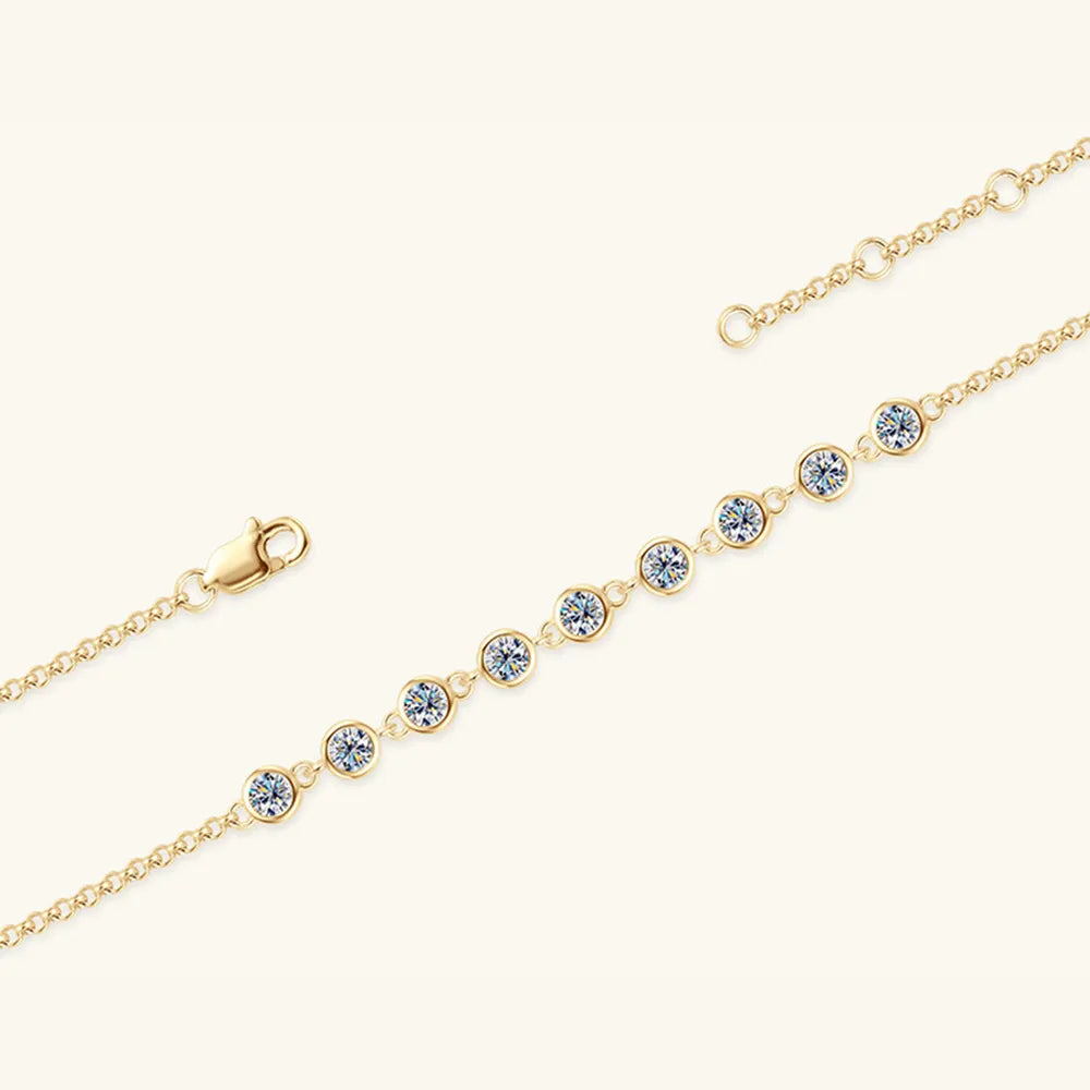 Inlaid Moissanite 925 Sterling Silver Bracelet - Fashorio