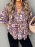 Floral Print Tie Neck Blouse Floral - Fashorio