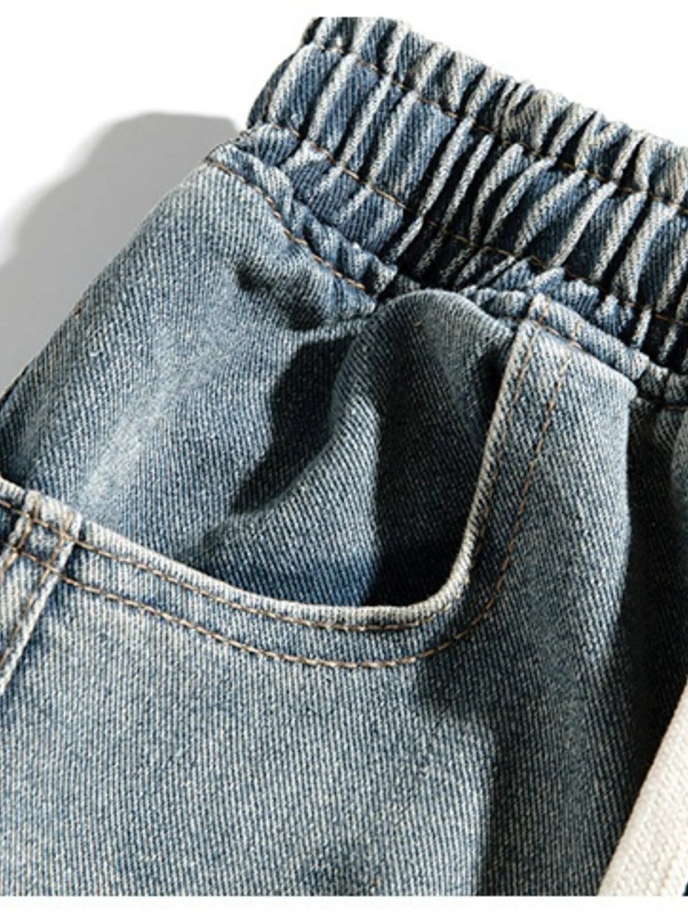Men's Plus Size Drawstring Washed Wide Leg Jeans - Fashorio