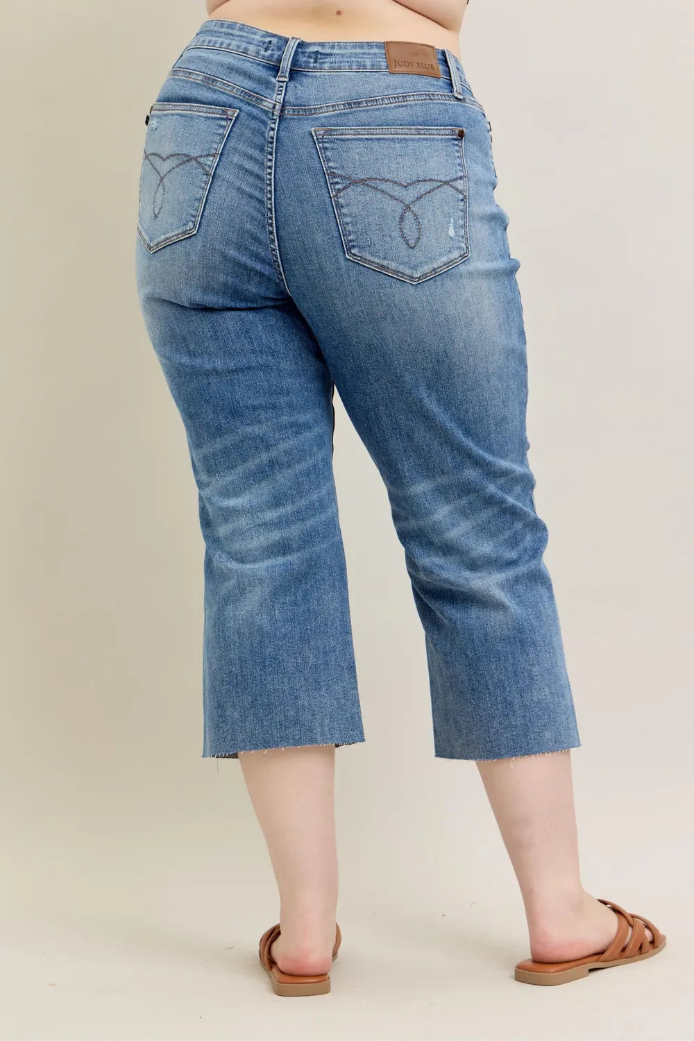 Judy Blue Plus Size High Waist Crop Wide Leg Jeans – Distressed - Fashorio