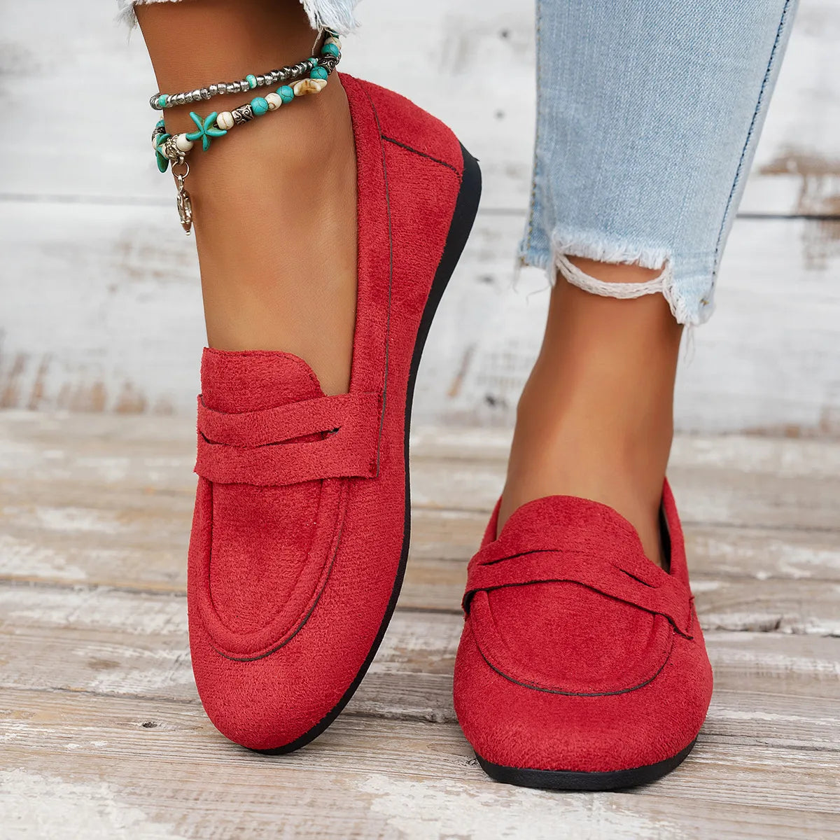 Round Toe Slip-Ons - Fashorio