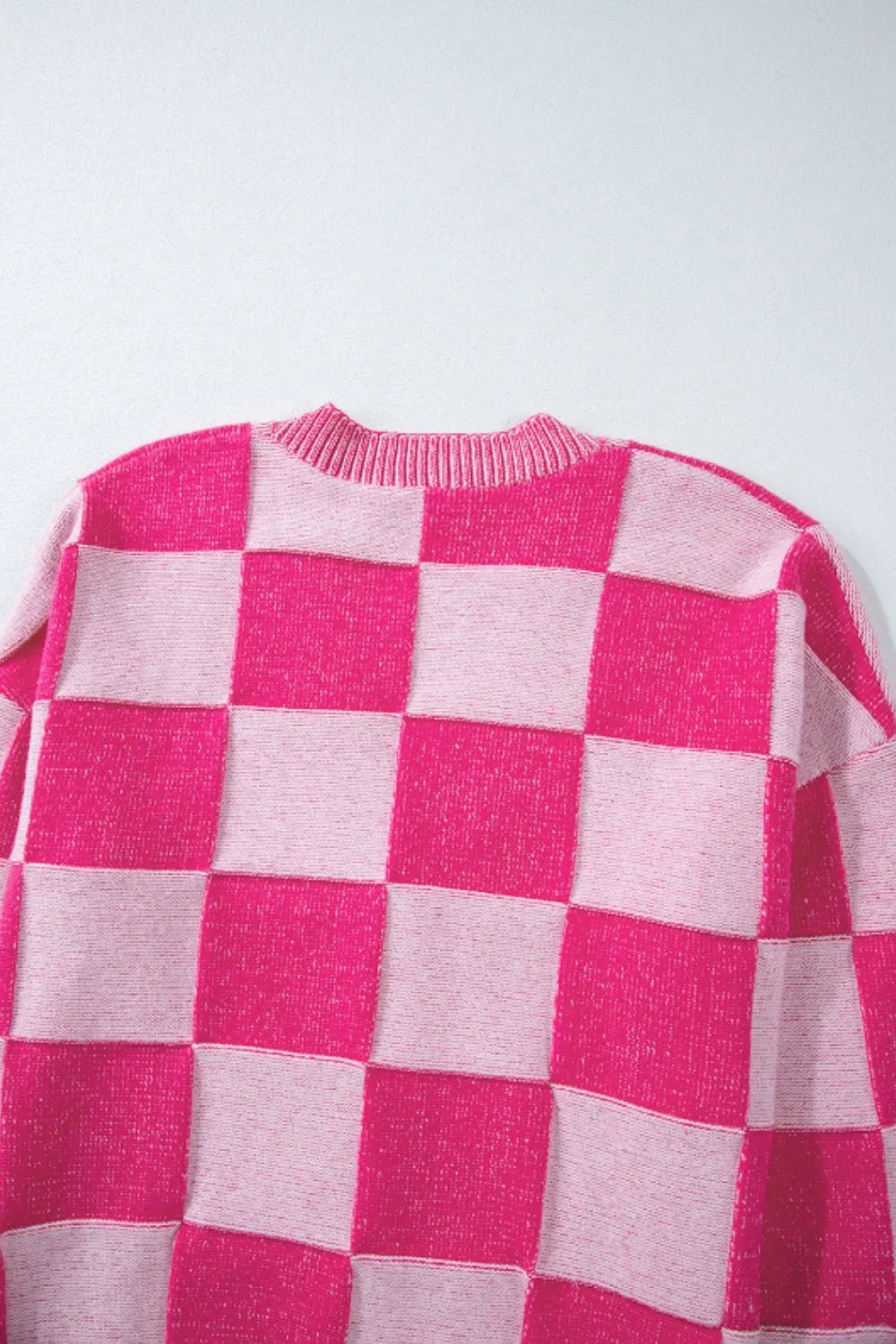 Checkered V-Neck Long Sleeve Cardigan - Fashorio