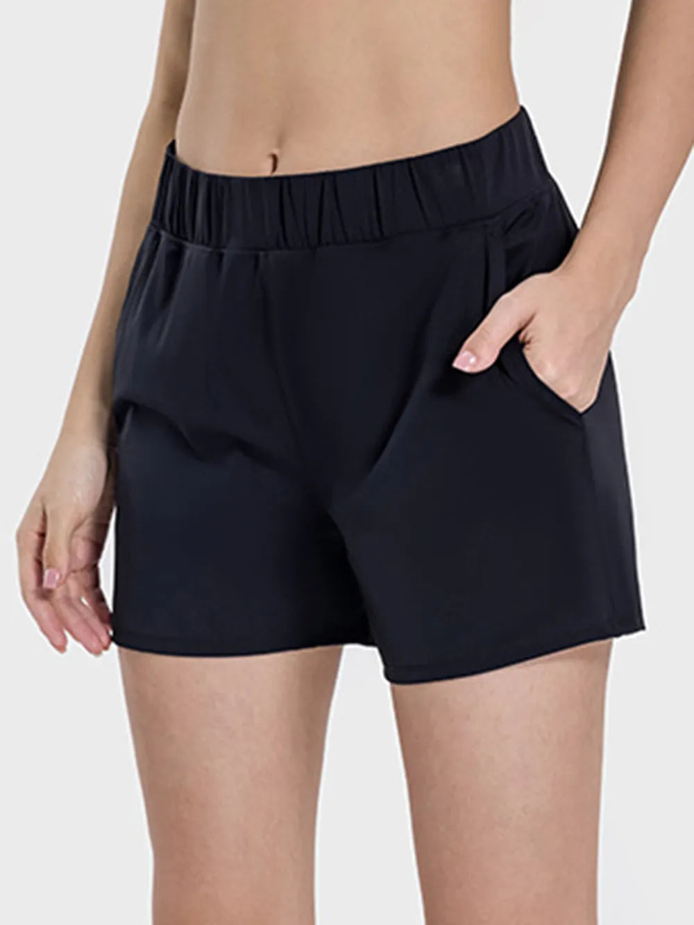 Millennia Elastic Waist Active Shorts Black - Fashorio