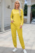 Round Neck Top and Drawstring Pants Lounge Set True Yellow - Fashorio