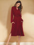 Tied Lounge Nightgown with Pockets Burgundy - Fashorio