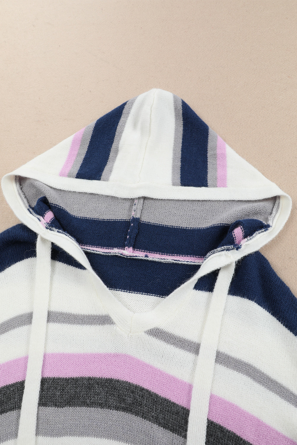 Plus Size Striped Long Sleeve Hooded Sweater - Fashorio
