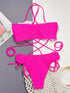 Halter Neck Drawstring Detail Bikini Set - Removable Pads - Fashorio