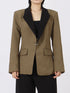Contrast Lapel Collar Long Sleeve Blazer - Fashorio