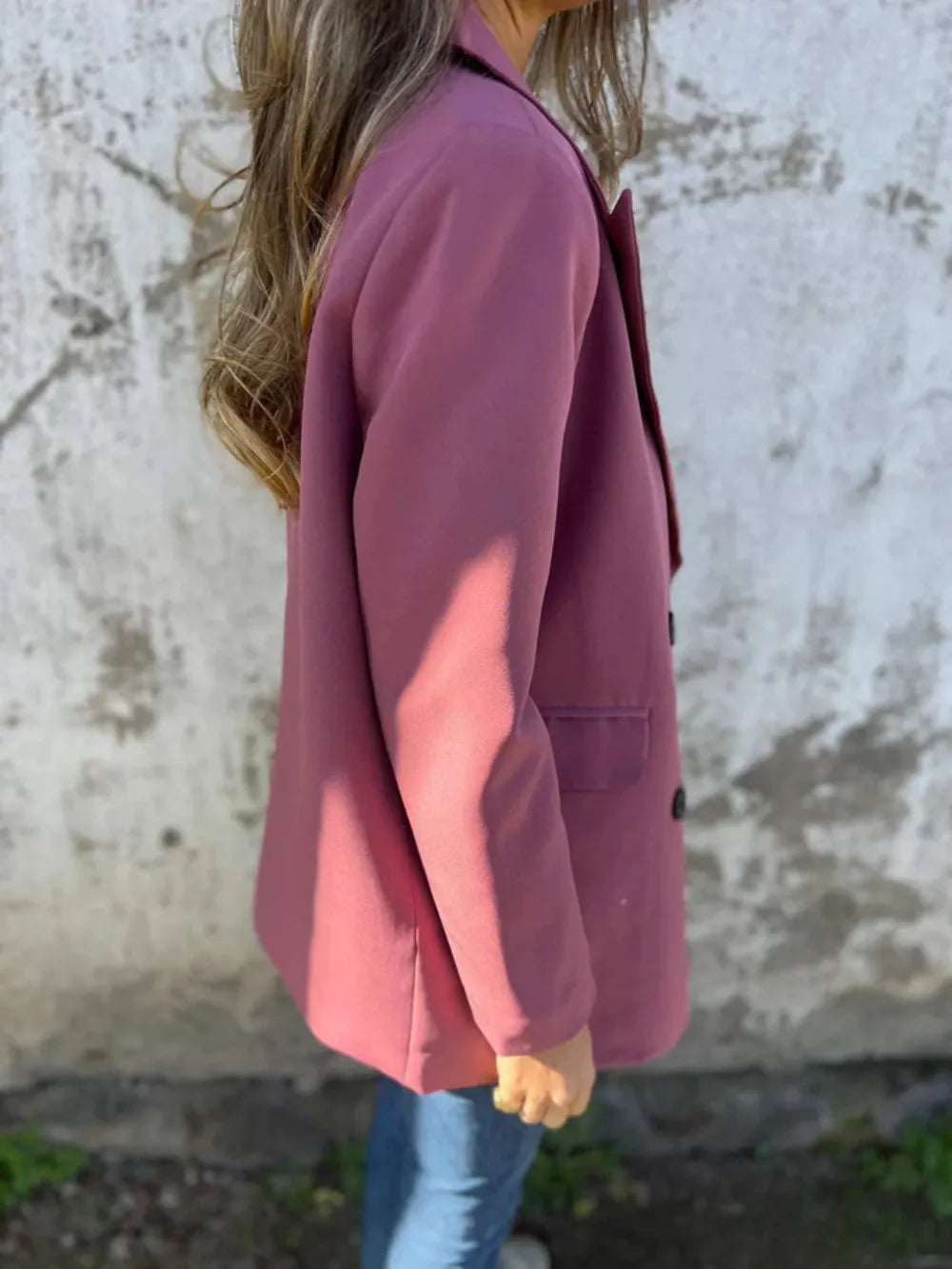 Full Size Collared Neck Long Sleeve Blazer - Fashorio