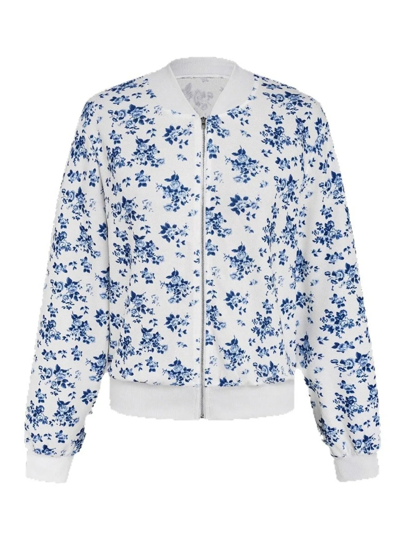 Printed Zip Up Long Sleeve Jacket - Fashorio