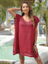 Crochet Trim Beach Cover Up Dress Deep Purple One Size - Fashorio