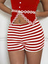 Striped High Waist Knit Shorts - Fashorio