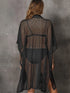 Sheer Mesh Button Up Cover Up - Fashorio