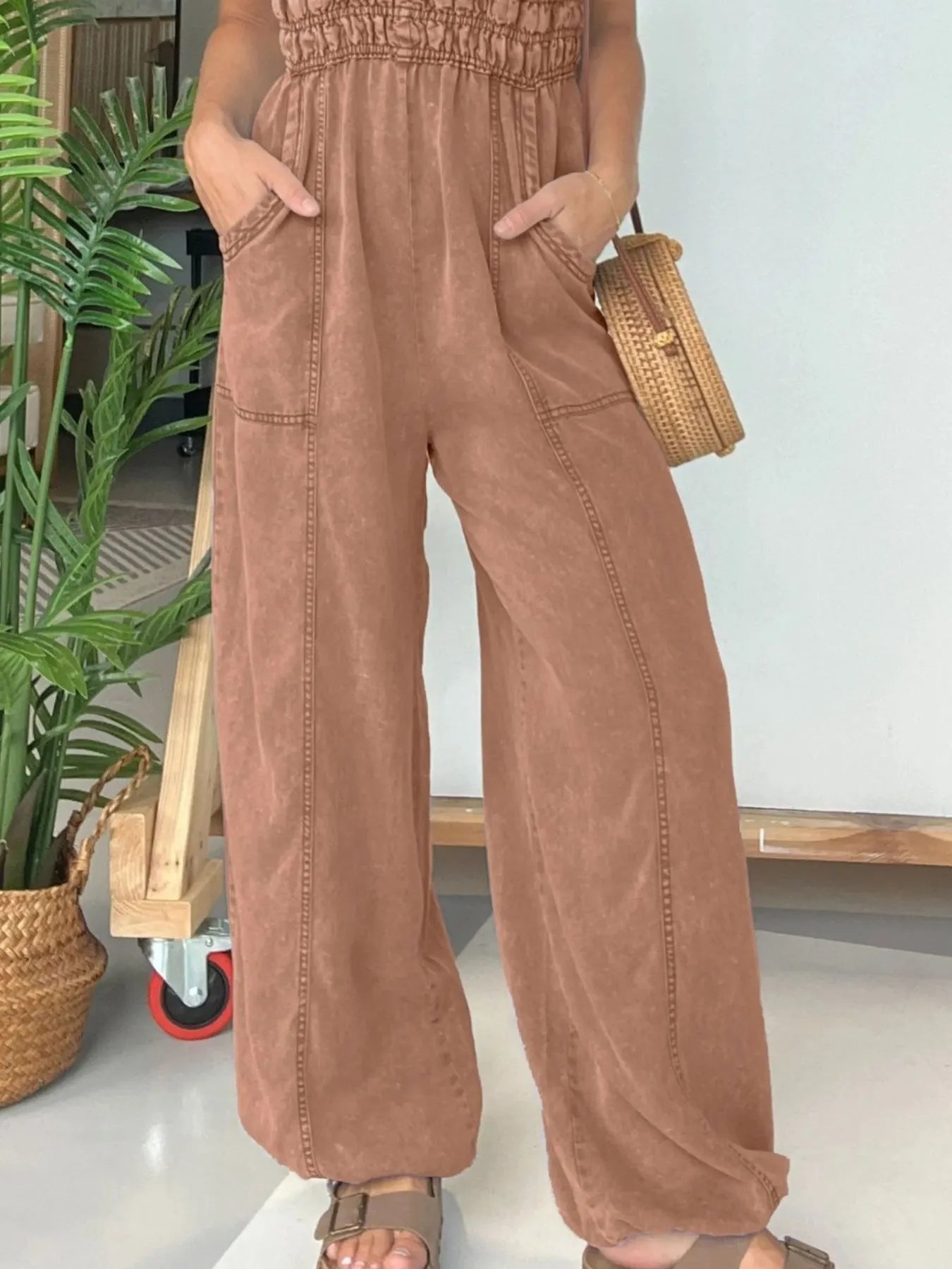 Full Size Wide Leg Spaghetti Strap Jumpsuit Plus Size - Fashorio