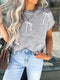 Bow Round Neck Short Sleeve Sweater Gray - Fashorio