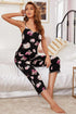 Floral V-Neck Cami and Cropped Pants Lounge Set Floral - Fashorio