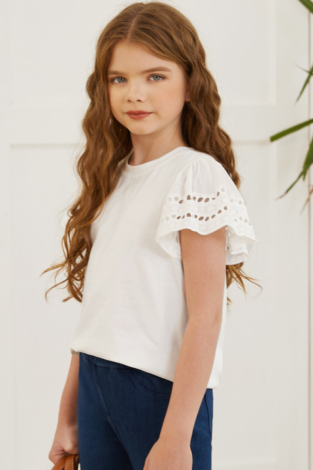 Round Neck Flutter Sleeve T-Shirt - Fashorio