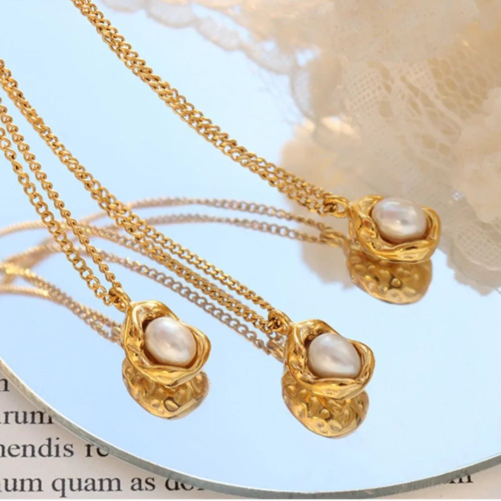 18K Gold-Plated Pearl Pendant Necklace - Fashorio